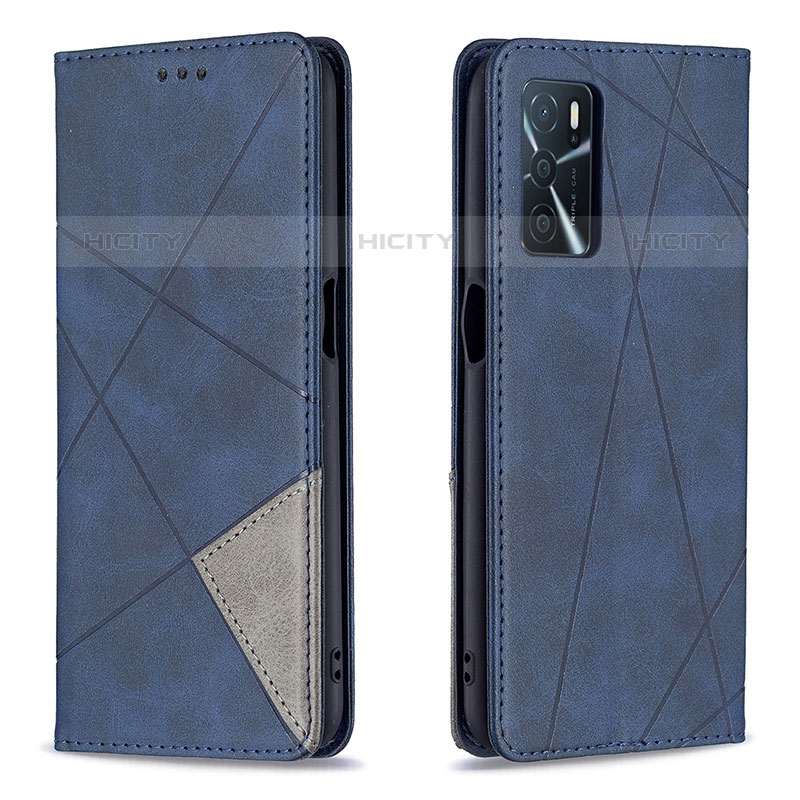 Handytasche Stand Schutzhülle Flip Leder Hülle B07F für Oppo A54s Blau