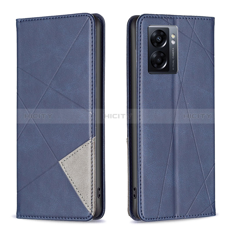 Handytasche Stand Schutzhülle Flip Leder Hülle B07F für Oppo A56S 5G Blau