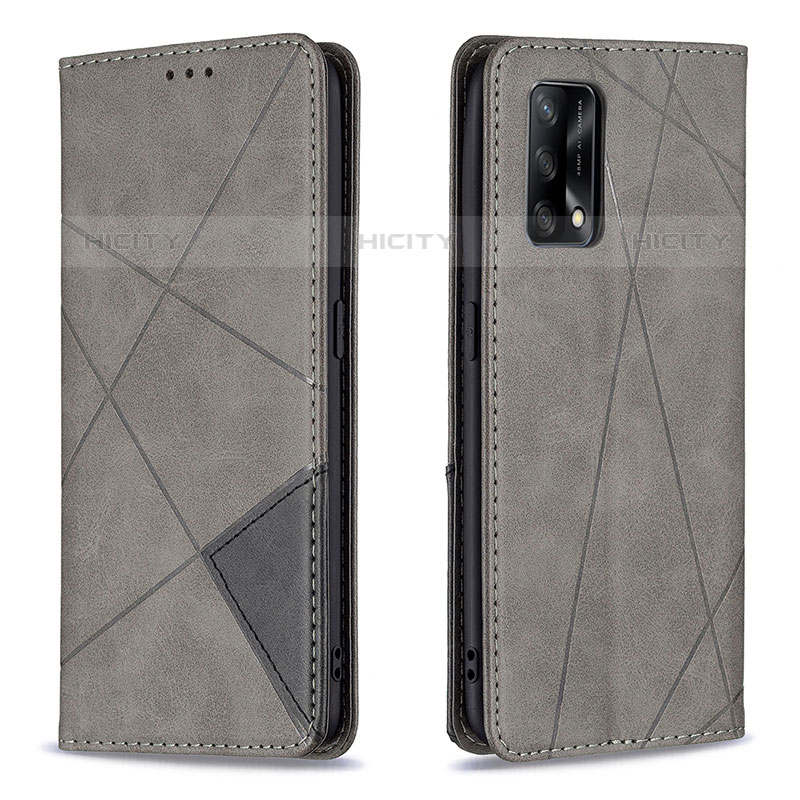 Handytasche Stand Schutzhülle Flip Leder Hülle B07F für Oppo A74 4G Grau