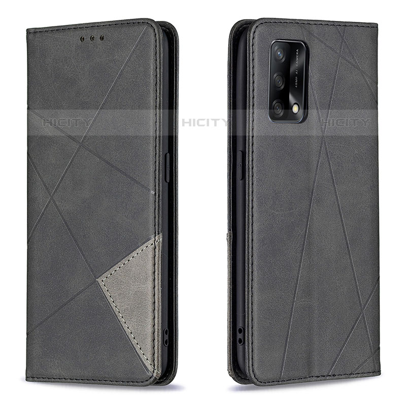 Handytasche Stand Schutzhülle Flip Leder Hülle B07F für Oppo A74 4G Schwarz