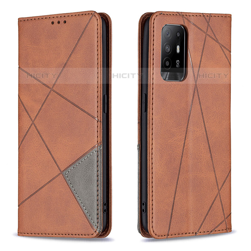 Handytasche Stand Schutzhülle Flip Leder Hülle B07F für Oppo A95 5G Braun