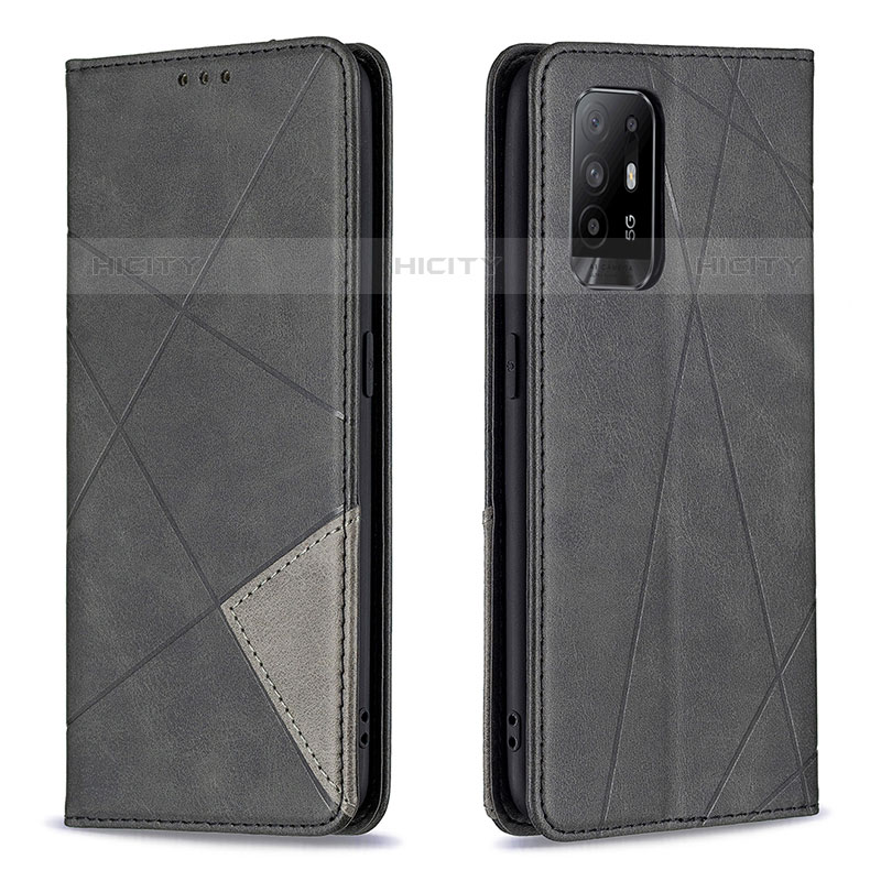 Handytasche Stand Schutzhülle Flip Leder Hülle B07F für Oppo A95 5G Schwarz