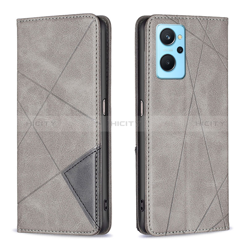 Handytasche Stand Schutzhülle Flip Leder Hülle B07F für Oppo A96 4G Grau Plus