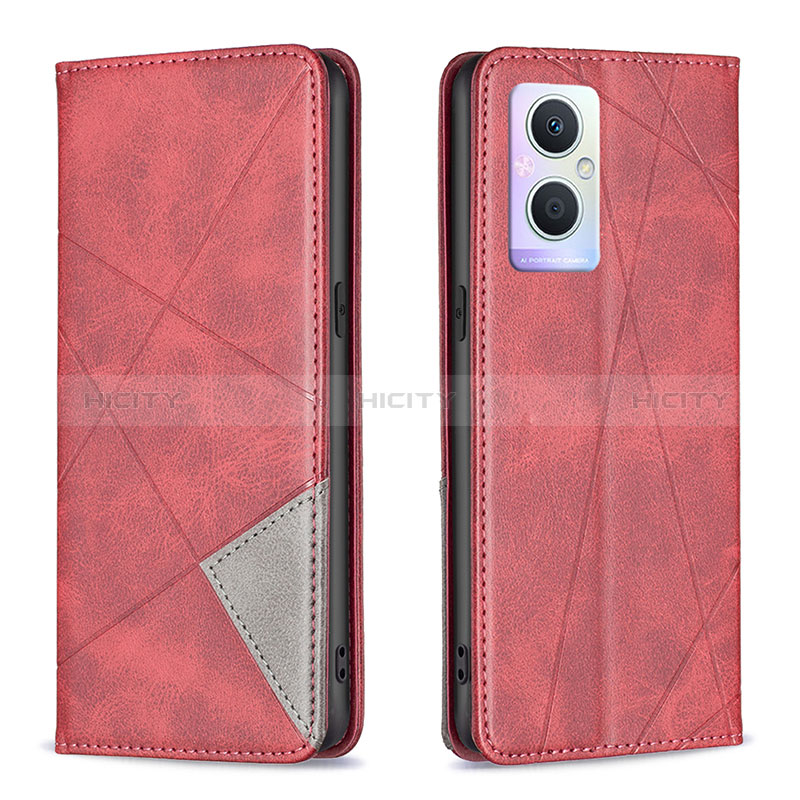 Handytasche Stand Schutzhülle Flip Leder Hülle B07F für Oppo A96 5G Rot