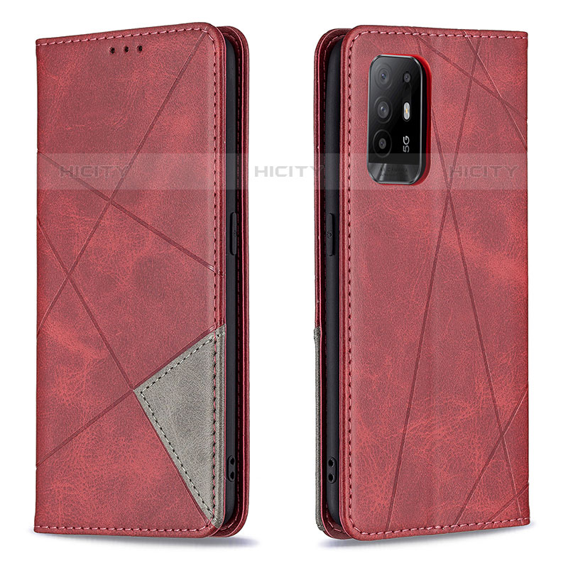 Handytasche Stand Schutzhülle Flip Leder Hülle B07F für Oppo F19 Pro+ Plus 5G Rot