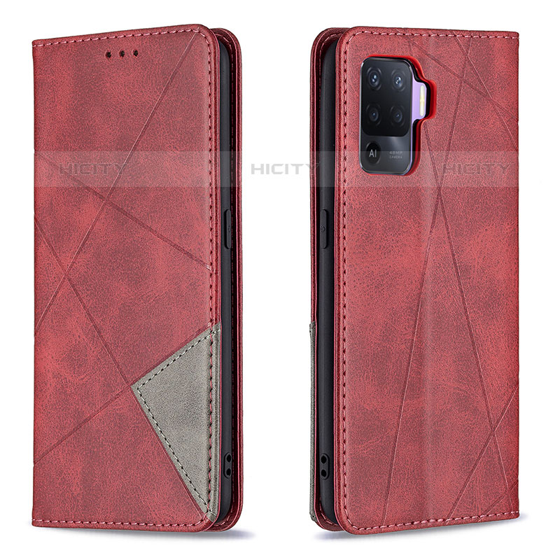 Handytasche Stand Schutzhülle Flip Leder Hülle B07F für Oppo F19 Pro Rot