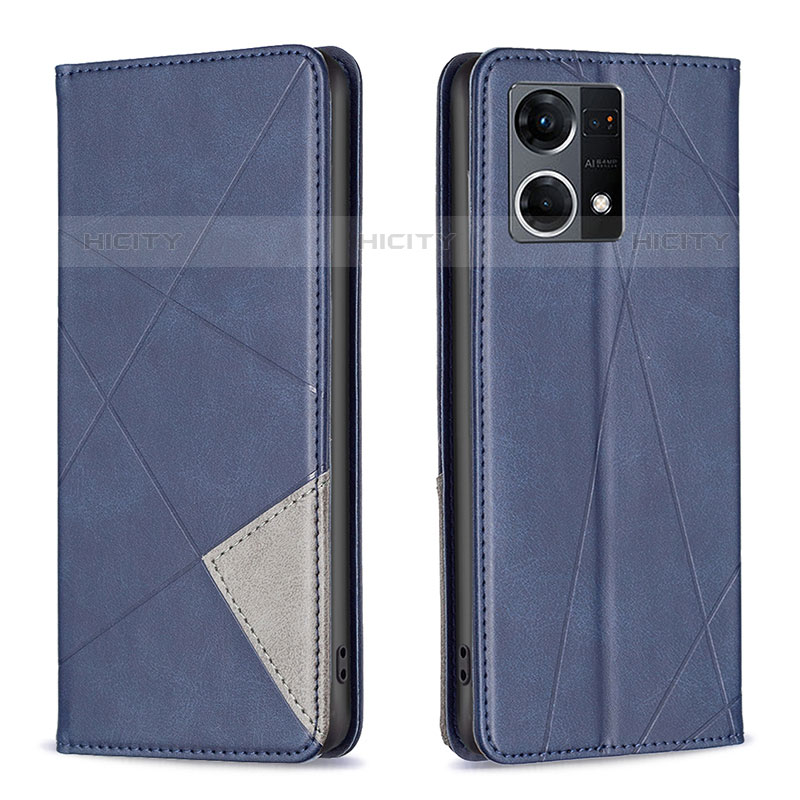 Handytasche Stand Schutzhülle Flip Leder Hülle B07F für Oppo F21s Pro 4G Blau Plus