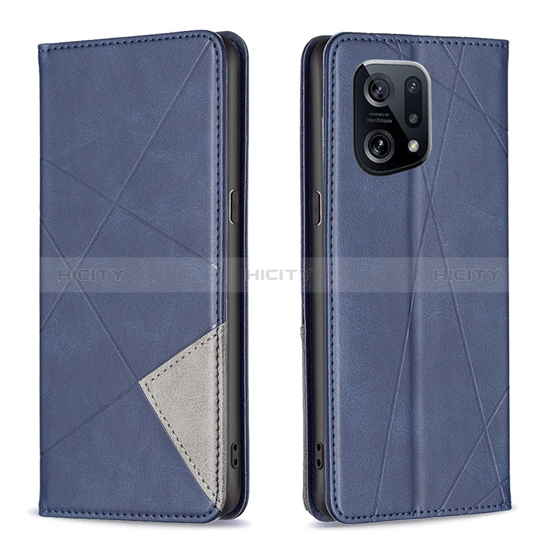 Handytasche Stand Schutzhülle Flip Leder Hülle B07F für Oppo Find X5 5G Blau