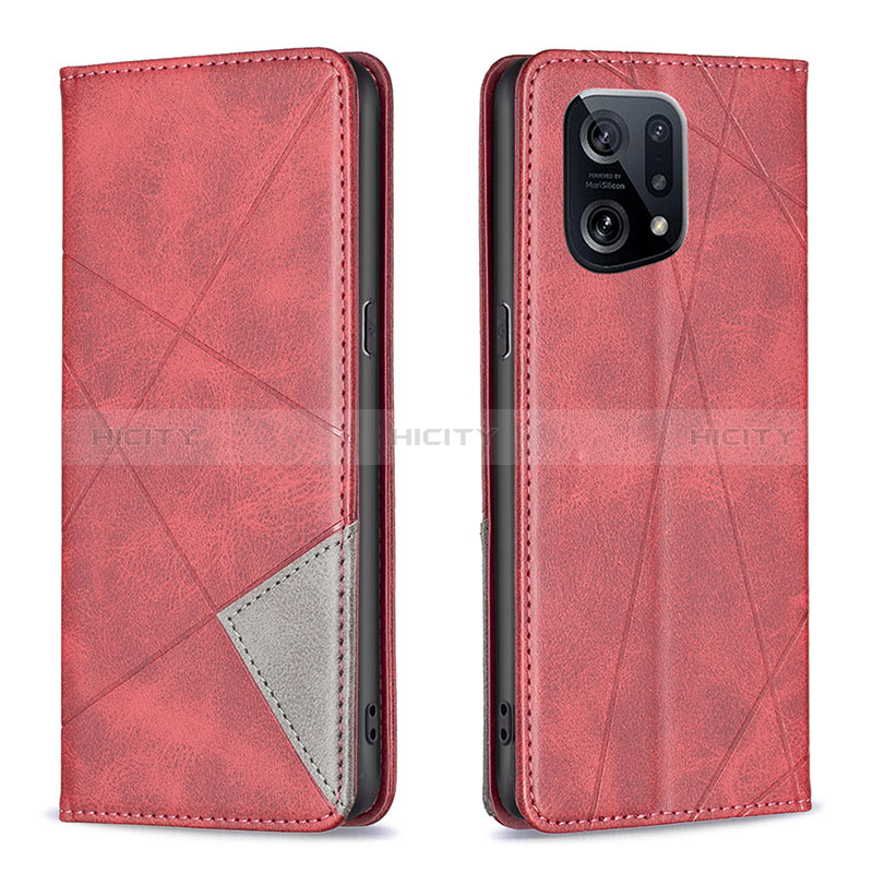 Handytasche Stand Schutzhülle Flip Leder Hülle B07F für Oppo Find X5 5G Rot