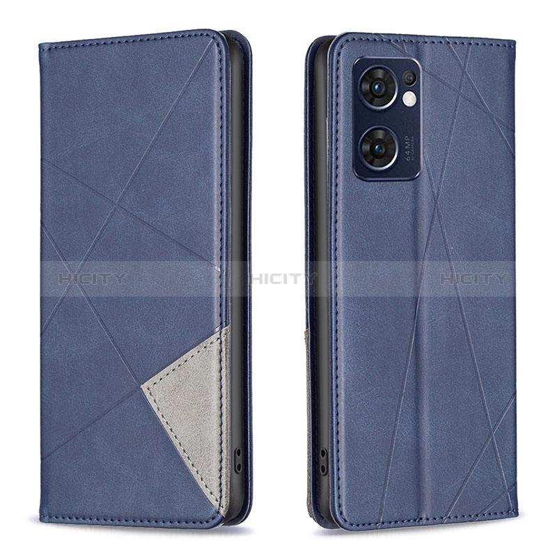 Handytasche Stand Schutzhülle Flip Leder Hülle B07F für Oppo Find X5 Lite 5G Blau