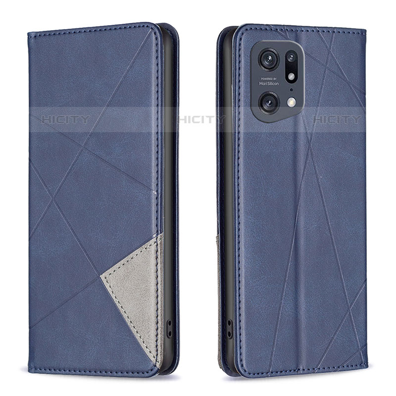 Handytasche Stand Schutzhülle Flip Leder Hülle B07F für Oppo Find X5 Pro 5G Blau Plus