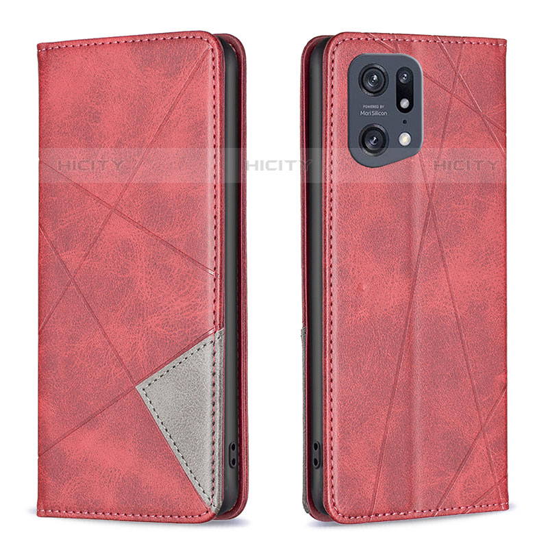 Handytasche Stand Schutzhülle Flip Leder Hülle B07F für Oppo Find X5 Pro 5G Rot Plus