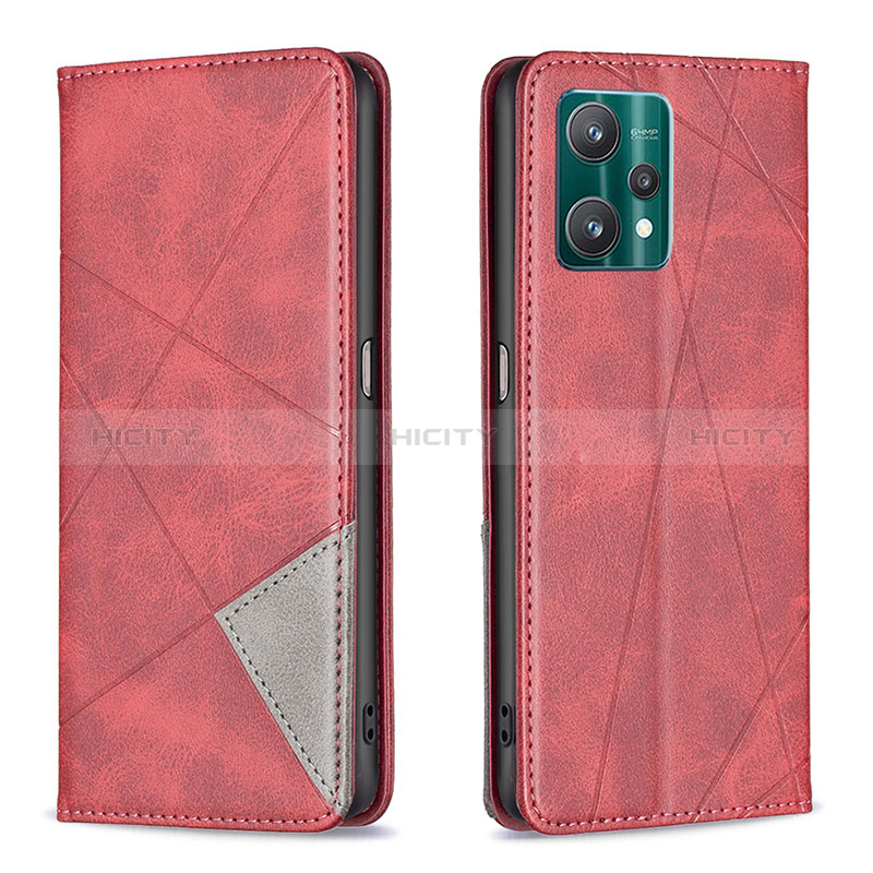 Handytasche Stand Schutzhülle Flip Leder Hülle B07F für Realme 9 5G Rot Plus