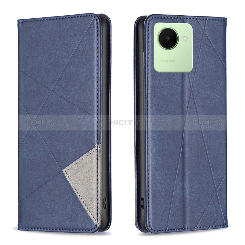 Handytasche Stand Schutzhülle Flip Leder Hülle B07F für Realme C30 Blau