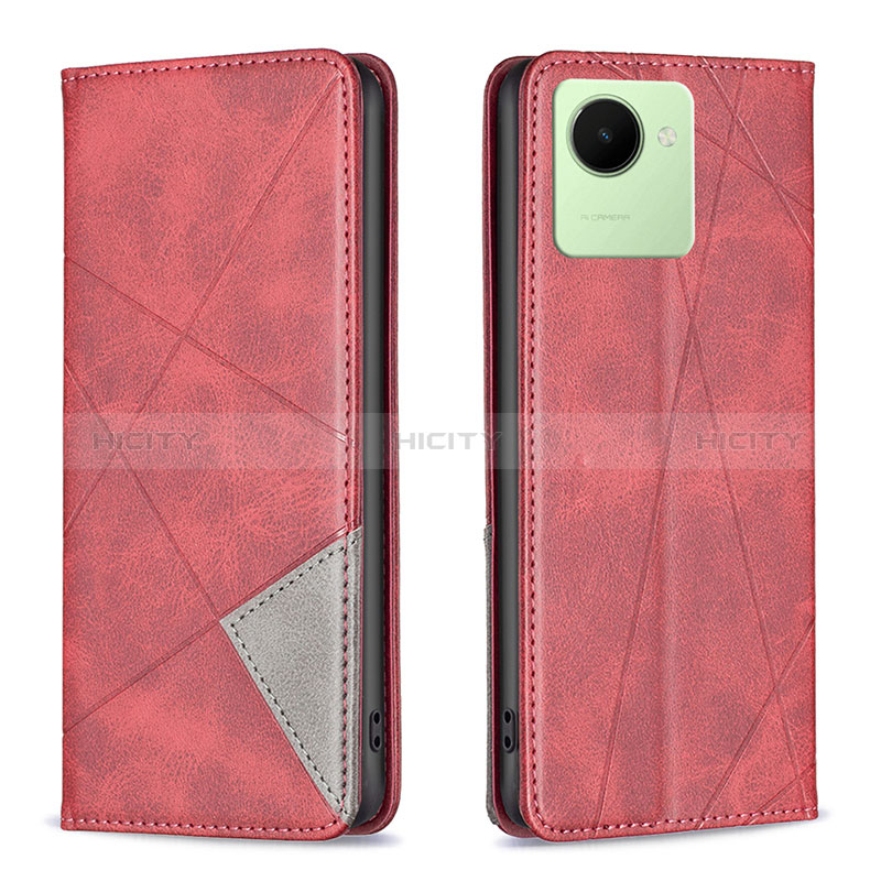 Handytasche Stand Schutzhülle Flip Leder Hülle B07F für Realme C30 Rot