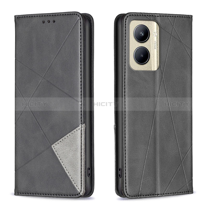 Handytasche Stand Schutzhülle Flip Leder Hülle B07F für Realme C33 (2023) Schwarz