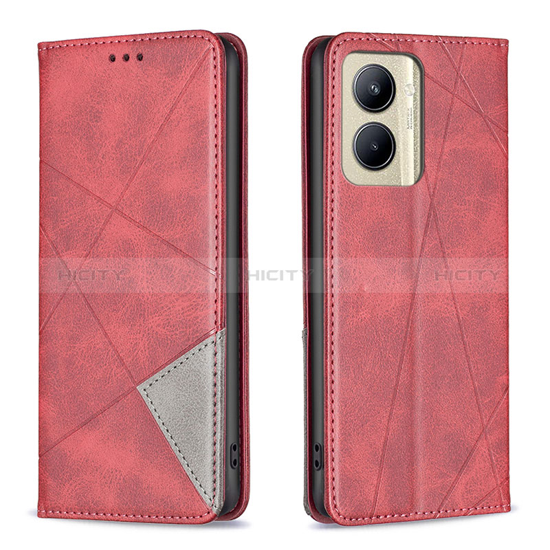 Handytasche Stand Schutzhülle Flip Leder Hülle B07F für Realme C33 Rot Plus