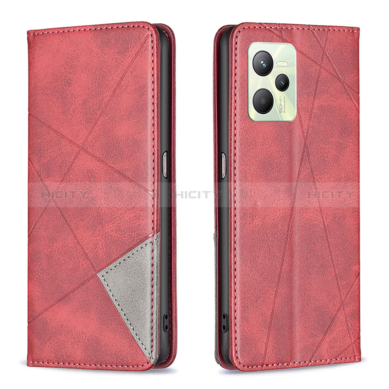 Handytasche Stand Schutzhülle Flip Leder Hülle B07F für Realme C35 Rot