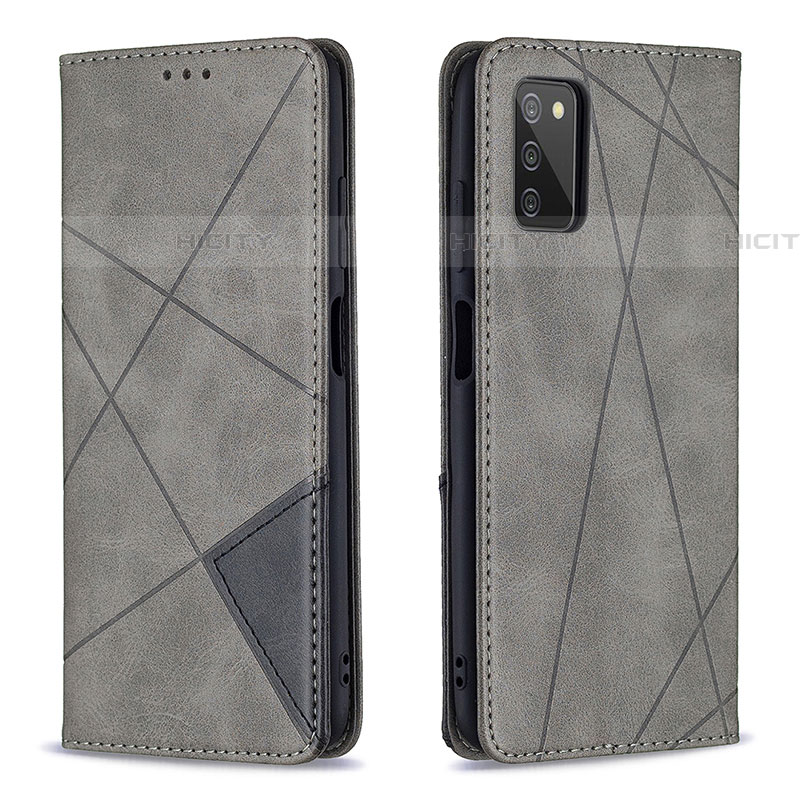 Handytasche Stand Schutzhülle Flip Leder Hülle B07F für Samsung Galaxy A03s Grau Plus