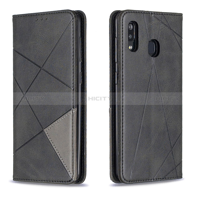 Handytasche Stand Schutzhülle Flip Leder Hülle B07F für Samsung Galaxy A30 Schwarz