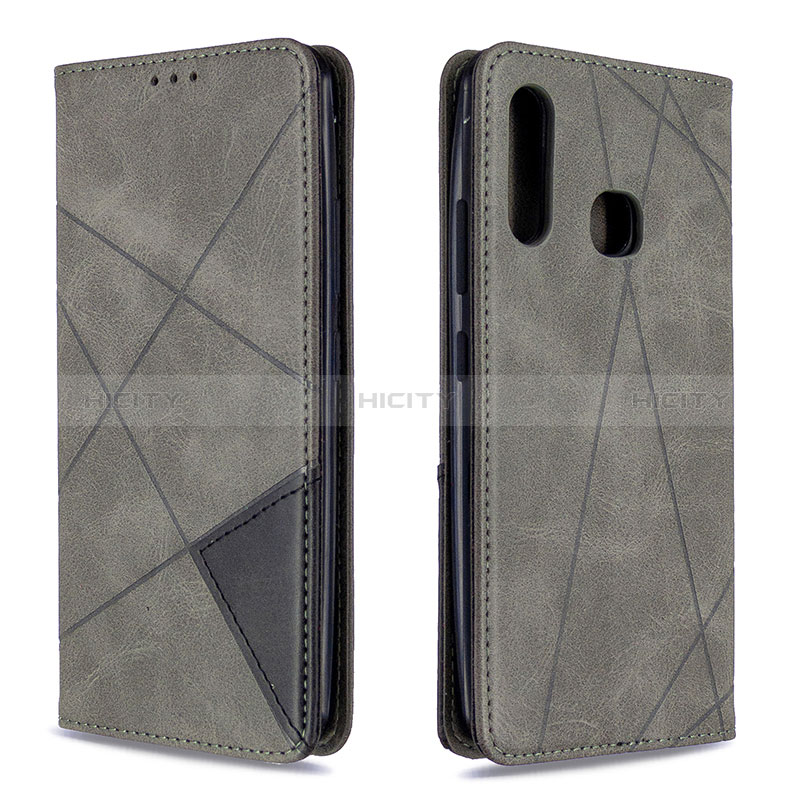 Handytasche Stand Schutzhülle Flip Leder Hülle B07F für Samsung Galaxy A70E Grau Plus