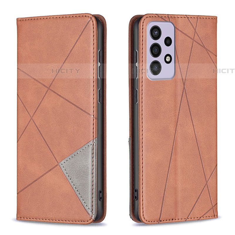 Handytasche Stand Schutzhülle Flip Leder Hülle B07F für Samsung Galaxy A73 5G Braun Plus