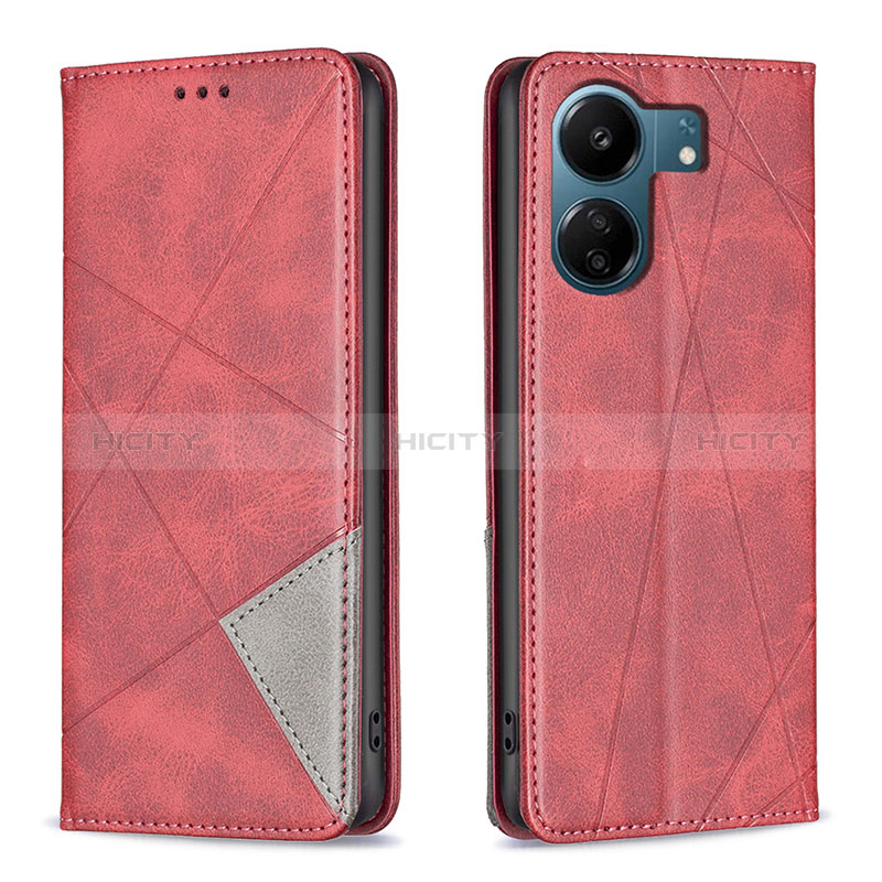 Handytasche Stand Schutzhülle Flip Leder Hülle B07F für Xiaomi Poco C65 Rot Plus