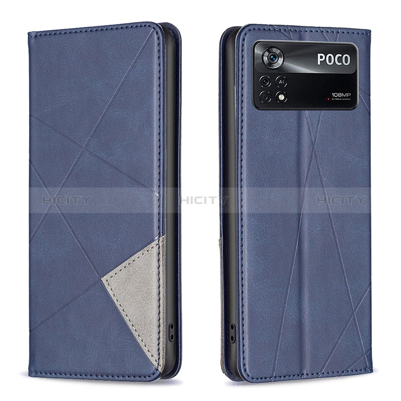Handytasche Stand Schutzhülle Flip Leder Hülle B07F für Xiaomi Poco X4 Pro 5G Blau