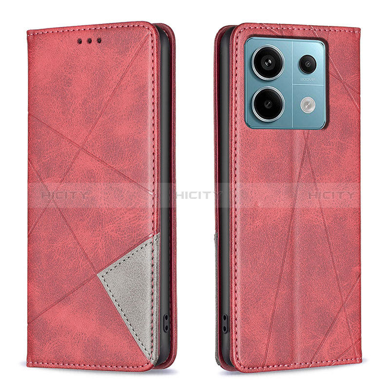 Handytasche Stand Schutzhülle Flip Leder Hülle B07F für Xiaomi Redmi Note 13 Pro 5G Rot