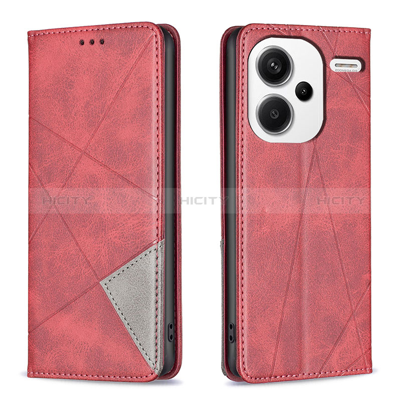 Handytasche Stand Schutzhülle Flip Leder Hülle B07F für Xiaomi Redmi Note 13 Pro+ Plus 5G Rot Plus