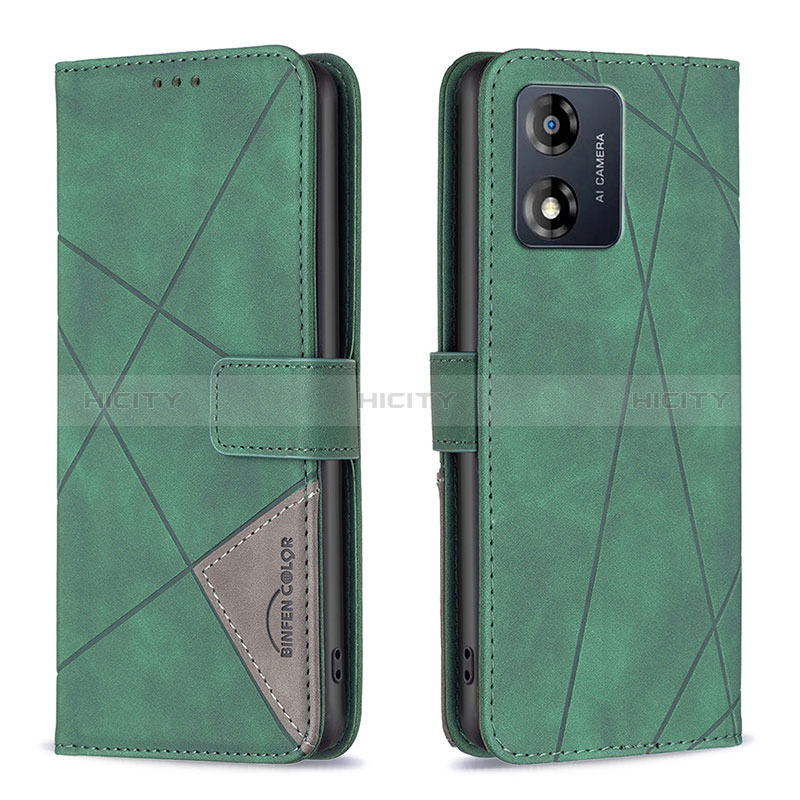 Handytasche Stand Schutzhülle Flip Leder Hülle B08F für Motorola Moto E13 Grün