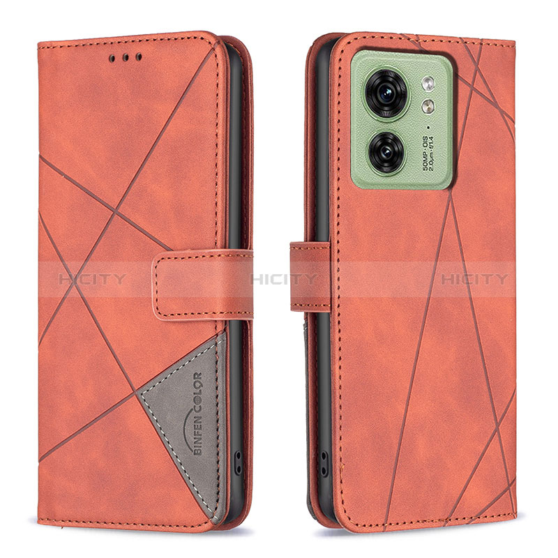 Handytasche Stand Schutzhülle Flip Leder Hülle B08F für Motorola Moto Edge (2023) 5G Orange