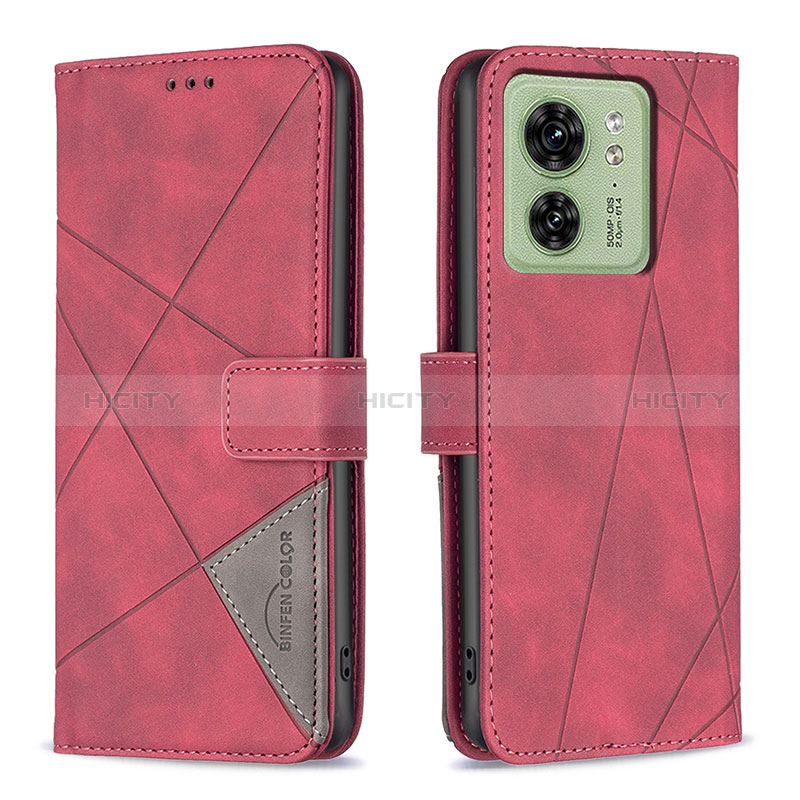 Handytasche Stand Schutzhülle Flip Leder Hülle B08F für Motorola Moto Edge 40 5G Rot