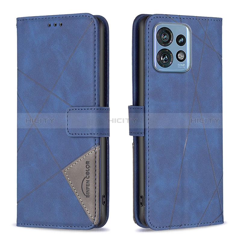 Handytasche Stand Schutzhülle Flip Leder Hülle B08F für Motorola Moto Edge Plus (2023) 5G Blau Plus