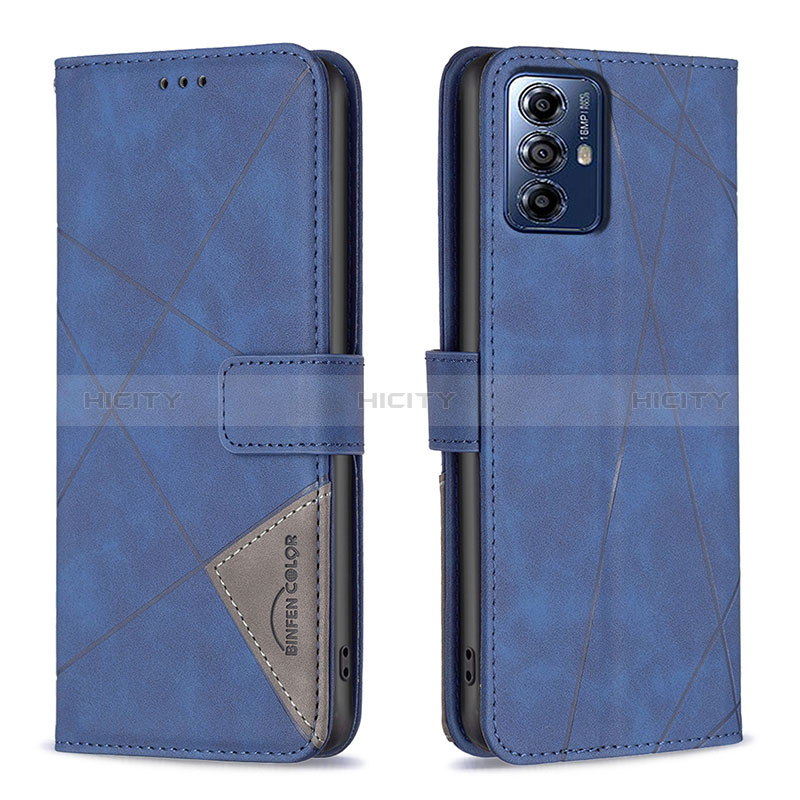 Handytasche Stand Schutzhülle Flip Leder Hülle B08F für Motorola Moto G Play (2023) Blau Plus