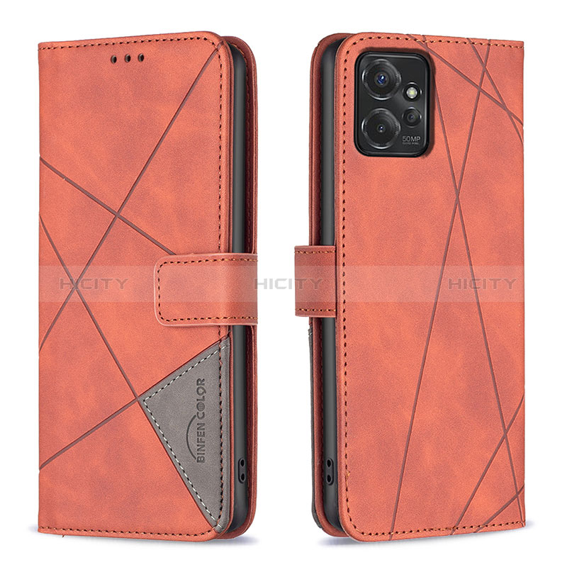 Handytasche Stand Schutzhülle Flip Leder Hülle B08F für Motorola Moto G Power 5G (2023) Orange Plus