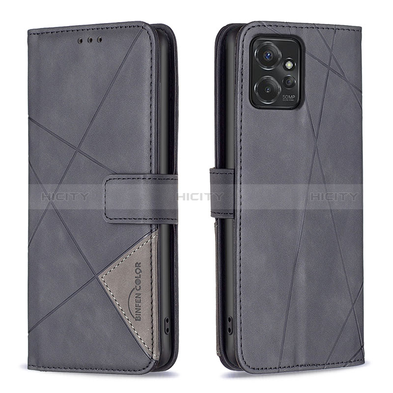 Handytasche Stand Schutzhülle Flip Leder Hülle B08F für Motorola Moto G Power 5G (2023) Schwarz