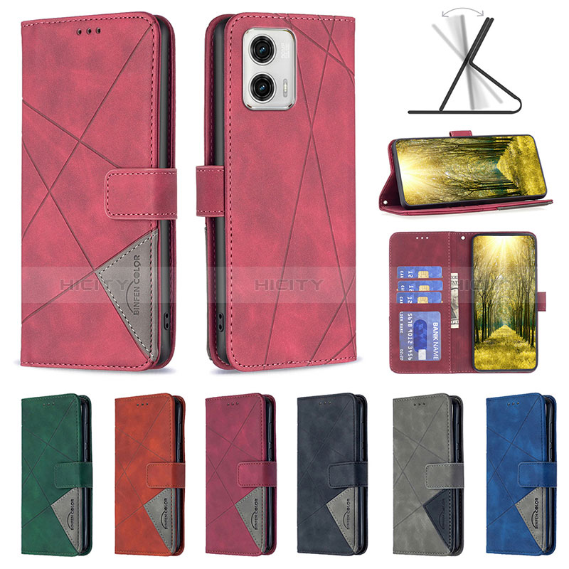 Handytasche Stand Schutzhülle Flip Leder Hülle B08F für Motorola Moto G73 5G