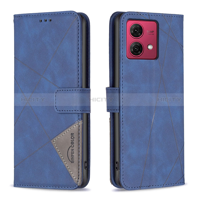 Handytasche Stand Schutzhülle Flip Leder Hülle B08F für Motorola Moto G84 5G Blau