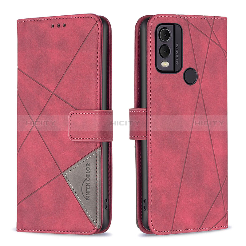 Handytasche Stand Schutzhülle Flip Leder Hülle B08F für Nokia C22 Rot Plus