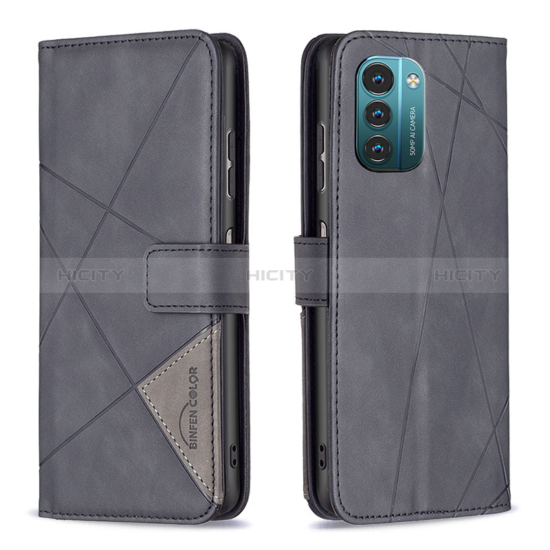 Handytasche Stand Schutzhülle Flip Leder Hülle B08F für Nokia G11 Schwarz