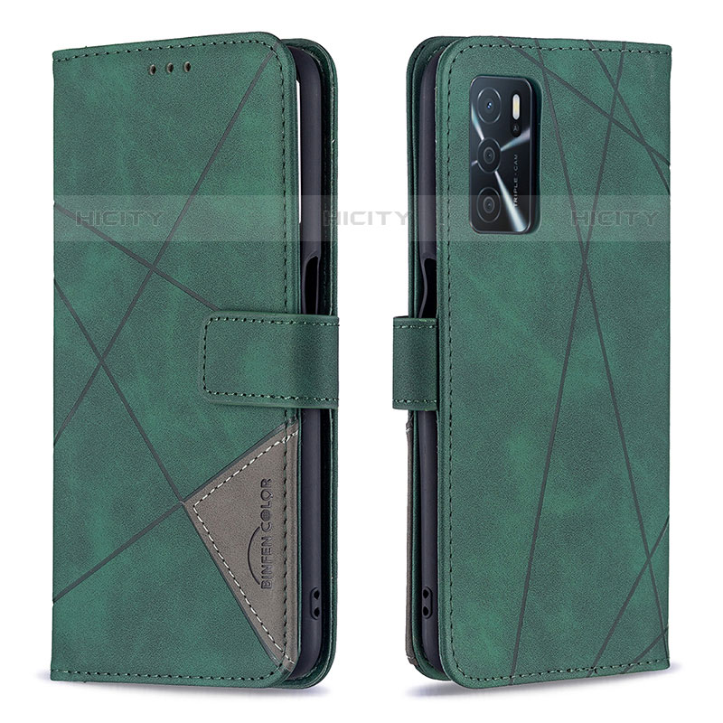 Handytasche Stand Schutzhülle Flip Leder Hülle B08F für Oppo A16s Grün