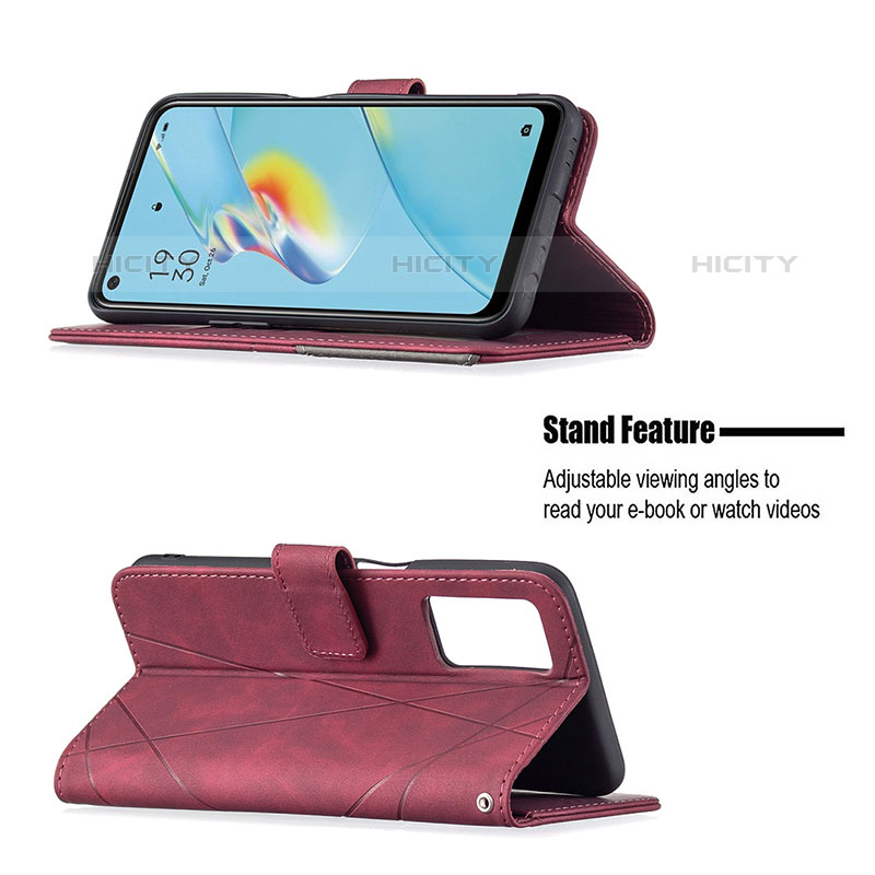 Handytasche Stand Schutzhülle Flip Leder Hülle B08F für Oppo A54 4G groß