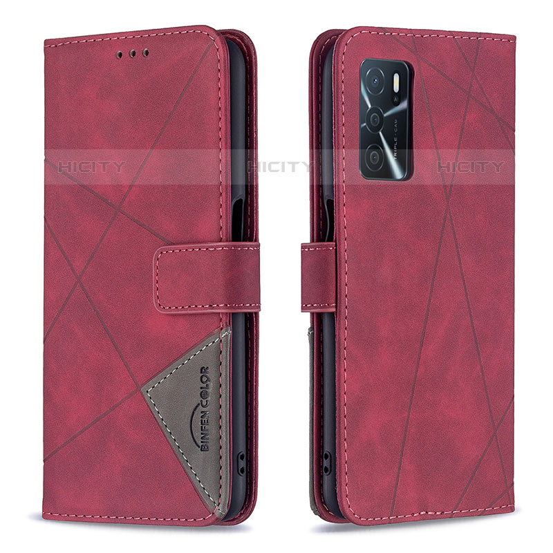 Handytasche Stand Schutzhülle Flip Leder Hülle B08F für Oppo A54s Rot Plus