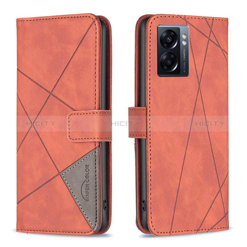 Handytasche Stand Schutzhülle Flip Leder Hülle B08F für Oppo A56S 5G Orange