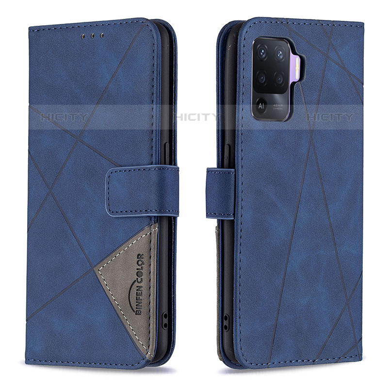 Handytasche Stand Schutzhülle Flip Leder Hülle B08F für Oppo A94 4G Blau