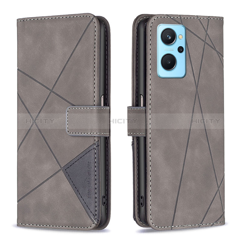 Handytasche Stand Schutzhülle Flip Leder Hülle B08F für Oppo A96 4G Grau Plus