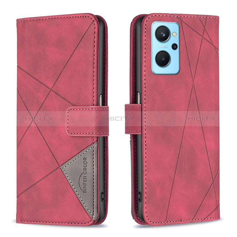 Handytasche Stand Schutzhülle Flip Leder Hülle B08F für Oppo A96 4G Rot Plus