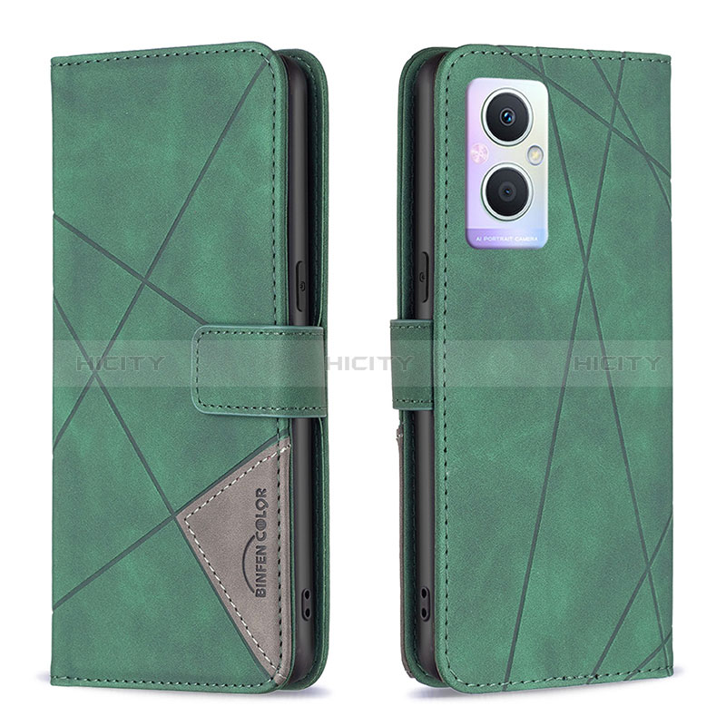 Handytasche Stand Schutzhülle Flip Leder Hülle B08F für Oppo A96 5G Grün