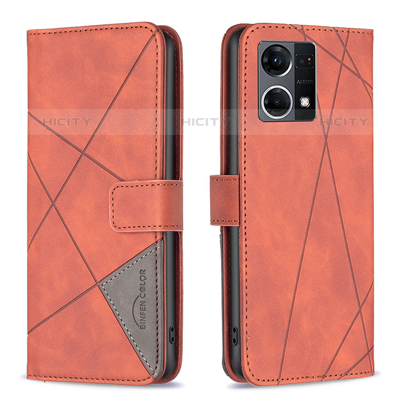 Handytasche Stand Schutzhülle Flip Leder Hülle B08F für Oppo F21 Pro 4G Orange Plus